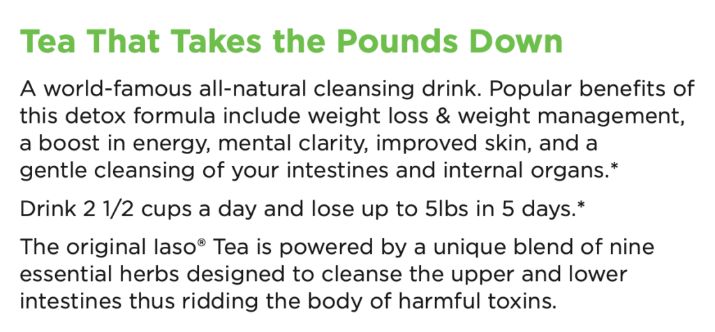 Iaso Detox Tea product marketing claims