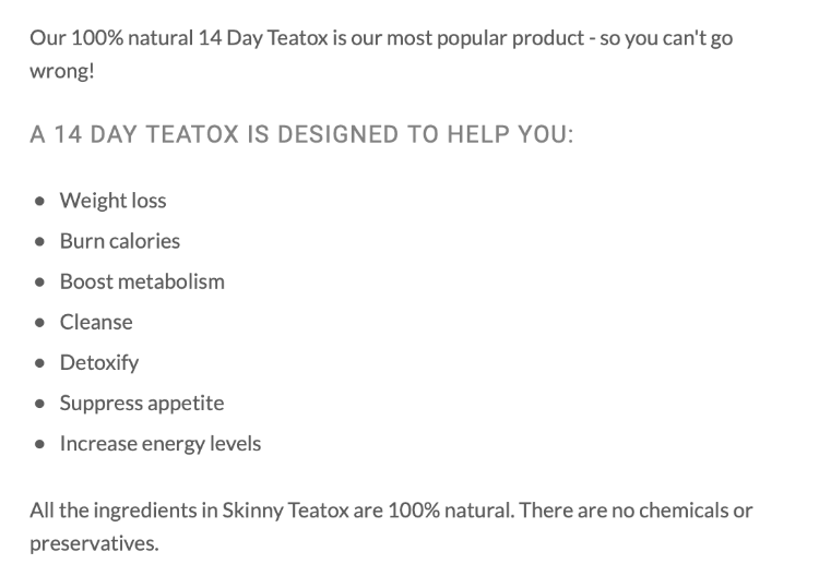 Skinny Teatox claims