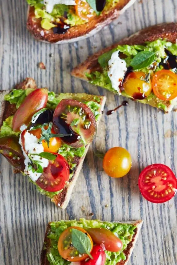 caprese avocado toast lunch ideas